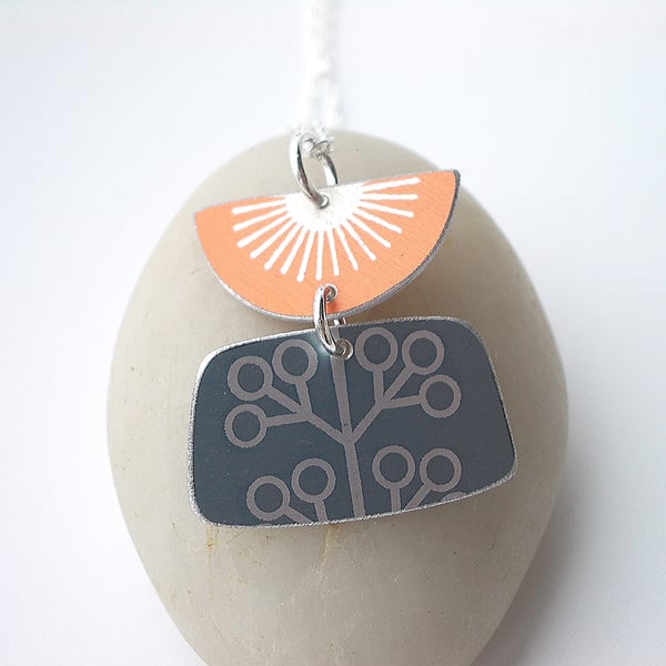 Orange retro flower pendant