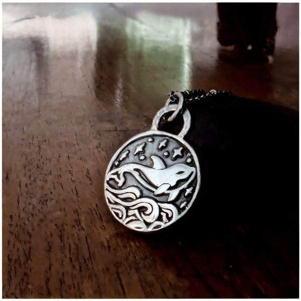 Sterling Silver Orca and the Ship Talisman pendant