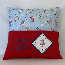 Alice Themed Embroidered Reading Book Pocket Cushion