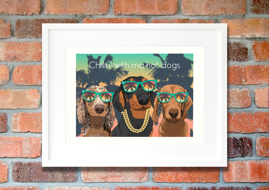 Wiener dog art - Funny Dachshund art - Cool dog art - Sausage dog art print