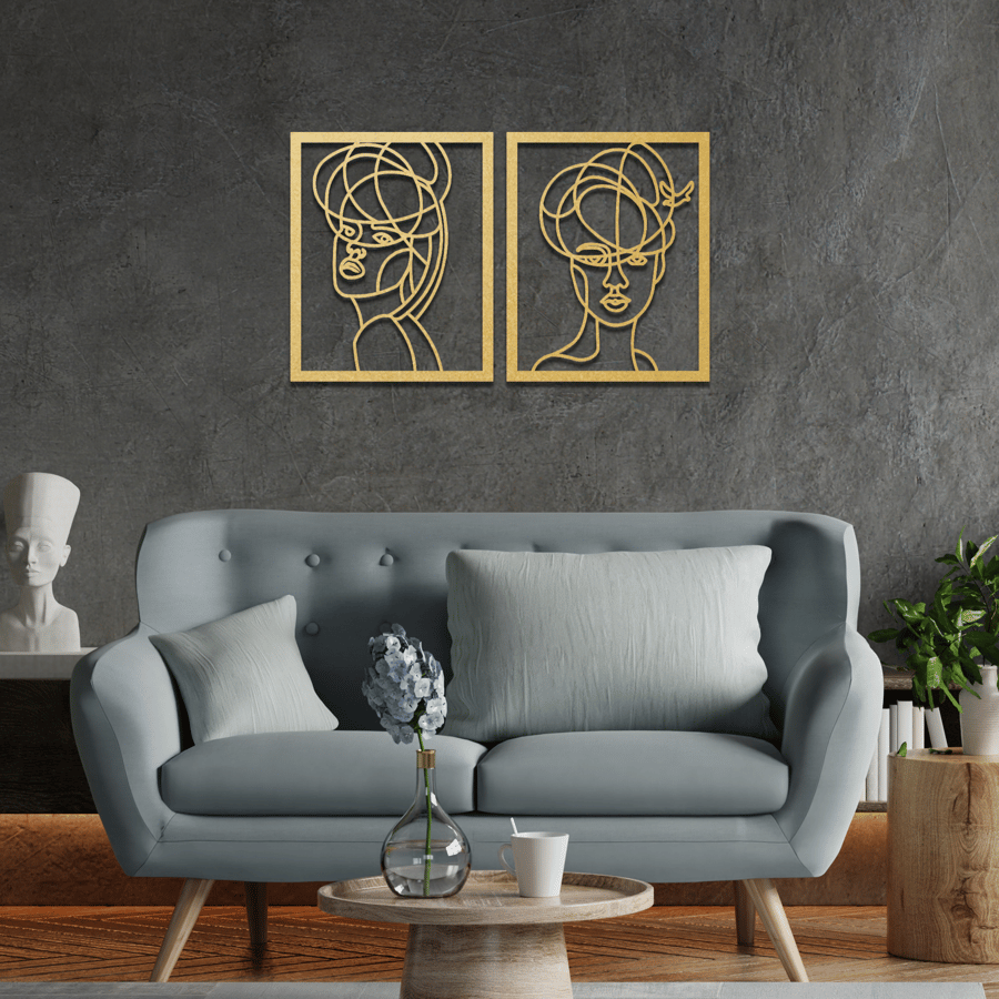 Wooden Woman Line Art Decor, Unique Design, Modern Home, New Home Gift Idea