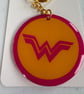 Superhero Inspired Keyring 5cm Acrylic Resin Keychain Pink and Gold - Image 4