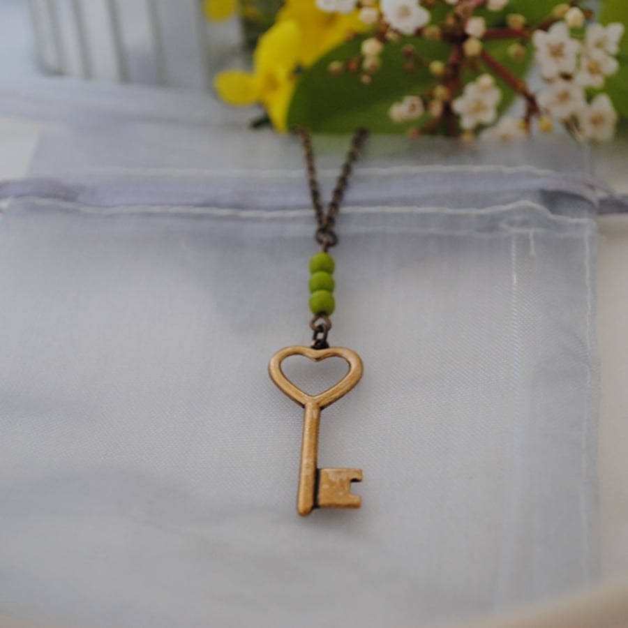 Brass key necklace