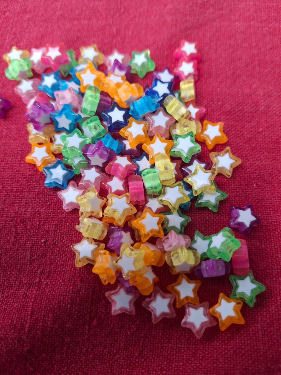 100 x Mixed Colour Acrylic 10mm Star Beads