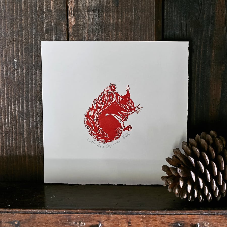 'Little Red Squirrel' Limited Edition Lino Print