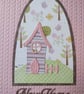 New Home Card - Pink House with woodland scene and knitted effect embossed card - Image 2