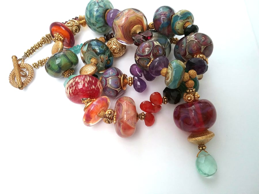 Boro  Glass Bead Necklace 