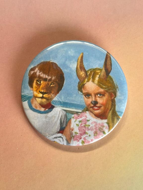 Mellifera Dynasty pin badge - Ladybird hybrids - lion man and rabbit girl