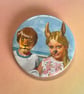 Mellifera Dynasty pin badge - Ladybird hybrids - lion man and rabbit girl