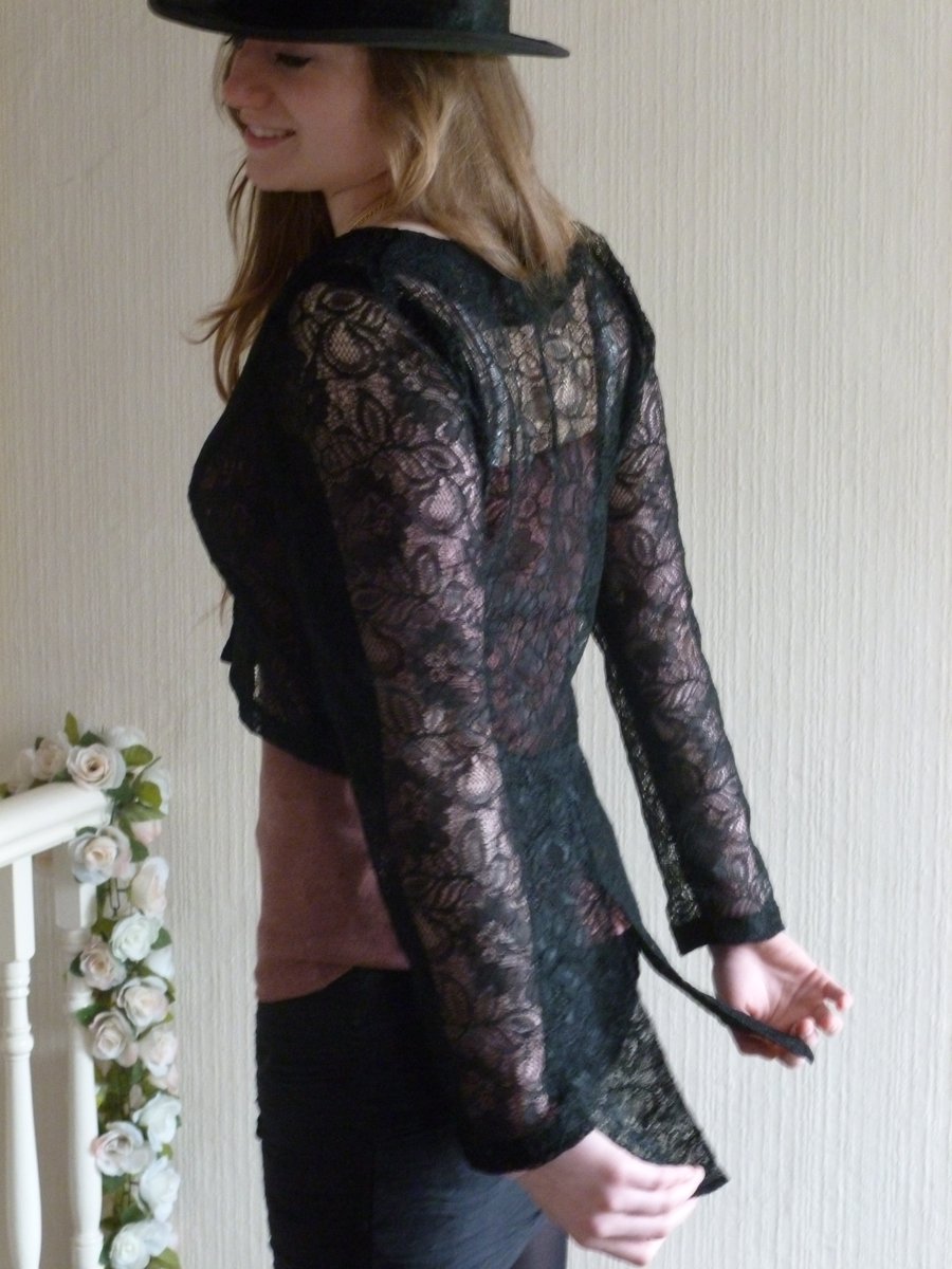 Cropped Lace Tail Coat Jacket