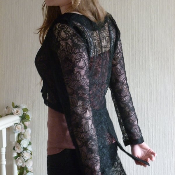 Cropped Lace Tail Coat Jacket