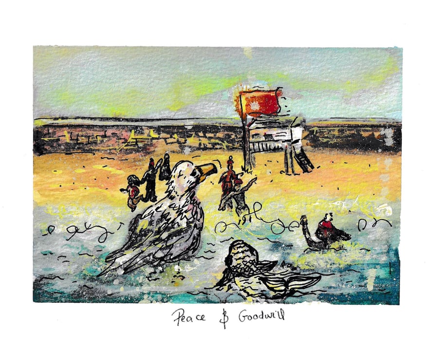 Fish and Seagull at Exmouth Greetings Card