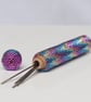 Long Beaded Wooden Needlecase in Shimmer Design - Image 2