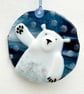 Fused Glass Polar Bear Decoration