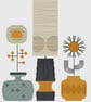 030 - Mid Century Vases Flowers and Lounge Lamp - Cross Stitch Pattern - Image 2