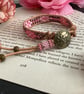 Boho bracelet Pretty pink beaded leather wrap adjustable boho bracelet - Image 1