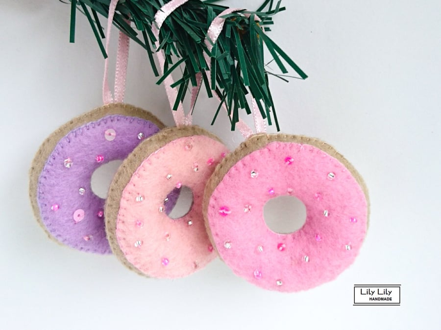 Iced Doughnut Hanging Decorations, handmade by Lily Lily Handmade 