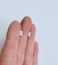 Tiny Rectangular Hammered Recycled Sterling Silver Stud Earrings - Image 5