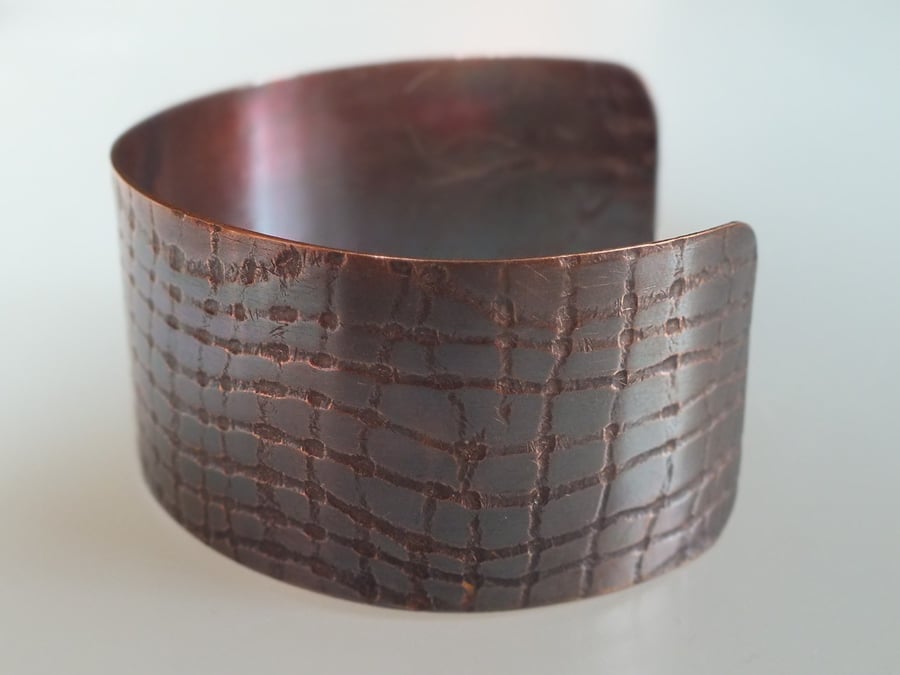 Small Textured Copper Cuff, with Antique finish