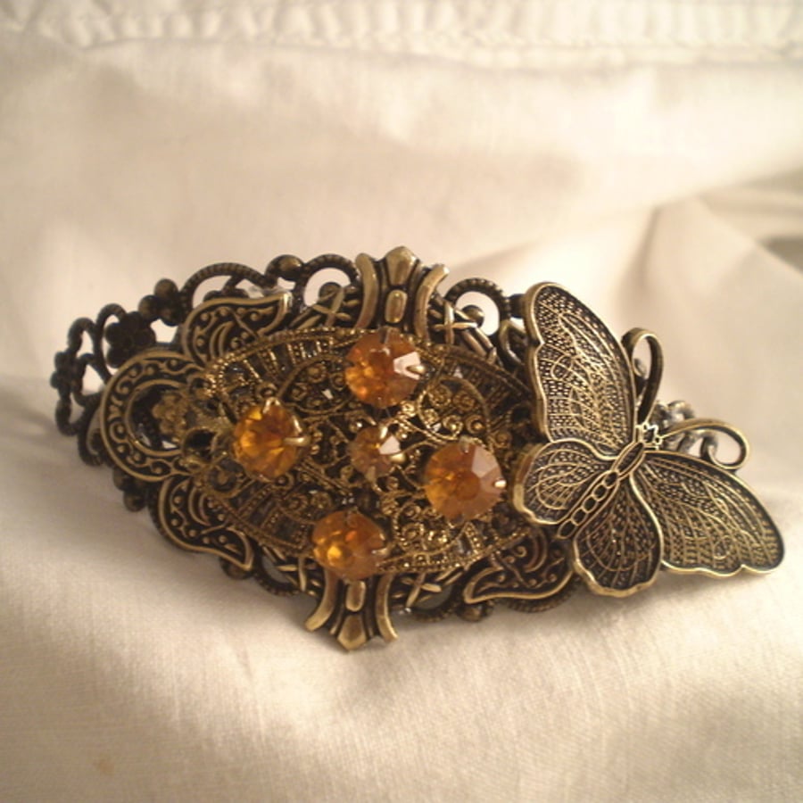 Steampunk Czech Glass Butterfly Cuff