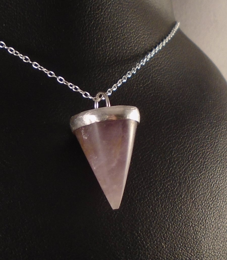 Sterling Silver Amethyst Cone Necklace