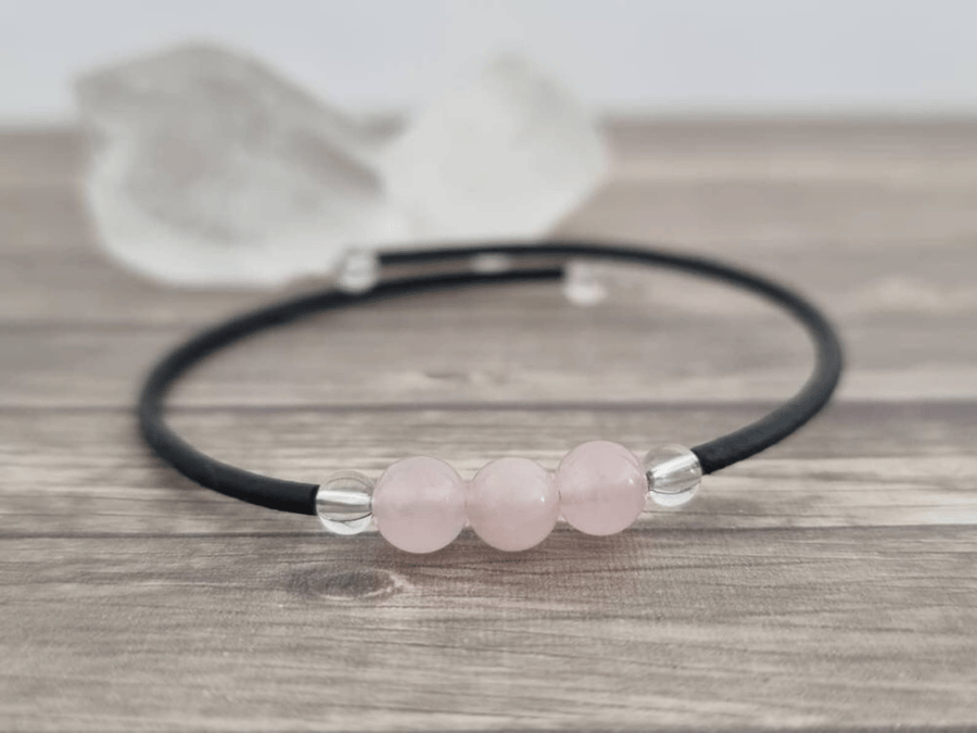 Rose Quartz Memory Wire Bracelet