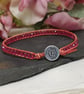Pink spinel gemstone and orange leather bracelet, August birthstone  - Image 6