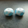 white and blue spot lampwork glass beads
