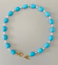   Handmade Turquoise Blue Gemstone & Freshwater Pearl Necklace