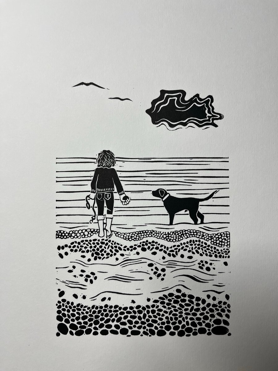 Limited Edition Labrador "Our Favourite Place" Lino Print