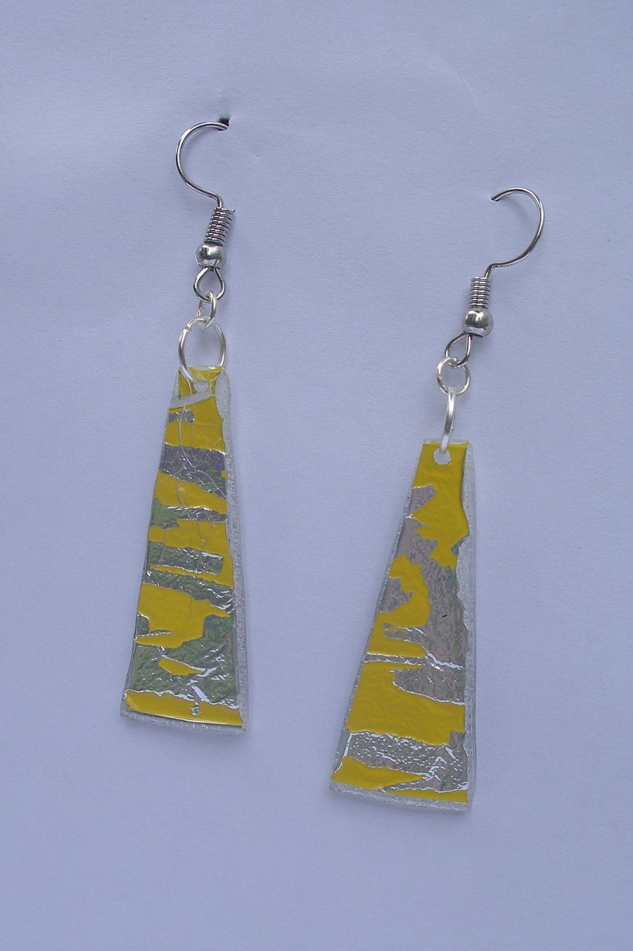 Sunshine yellow and silver dangly earrings