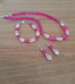 BRIGHT PINK, WHITE AND SILVER PORCELAIN BEAD NECKLACE. - Image 4