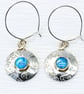 Handmade Turquoise sterling silver earrings. Embossed pattern, choice of stones. - Image 7
