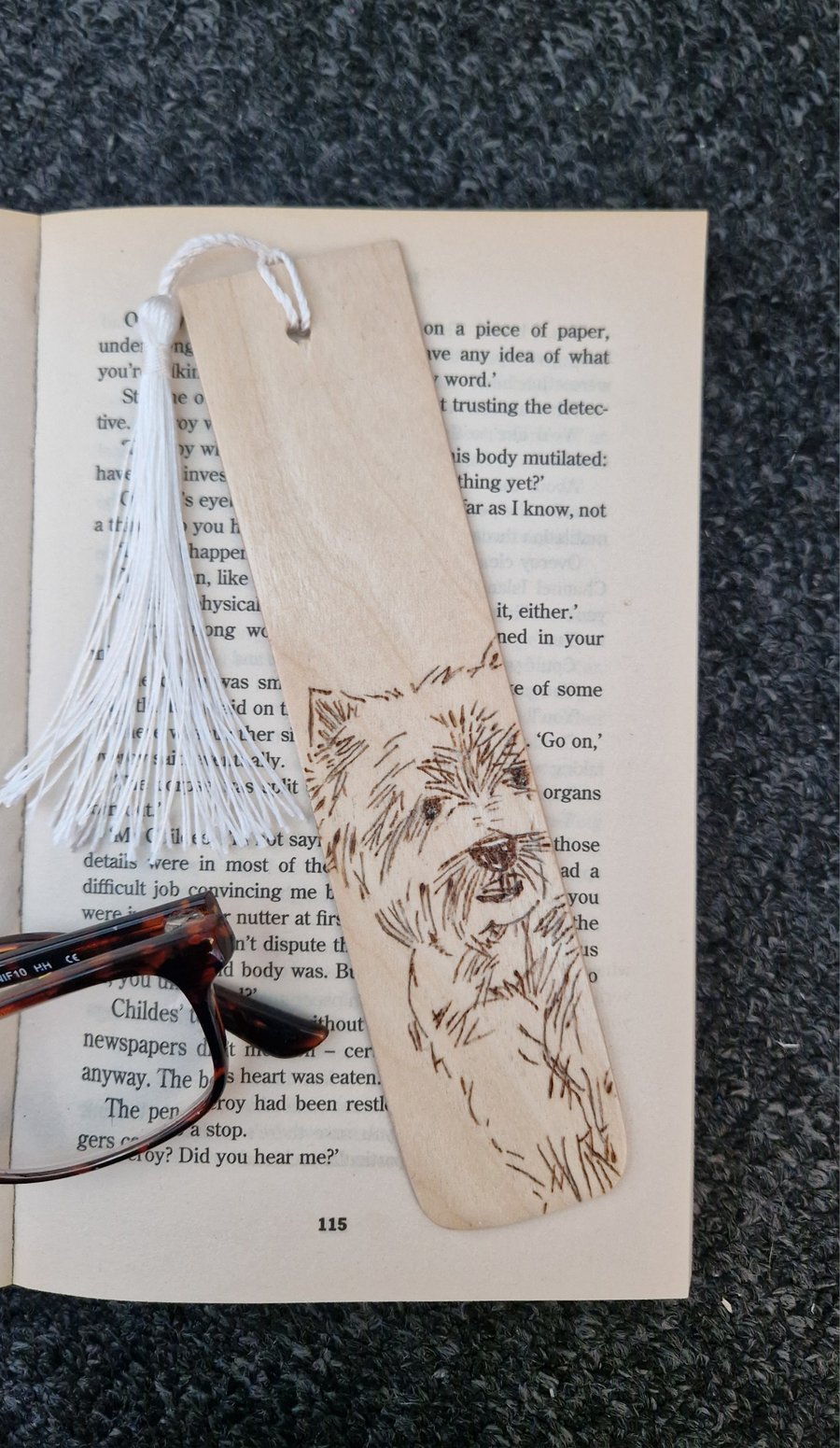 Hand Burned Wooden Bookmark -  Scottie Dog