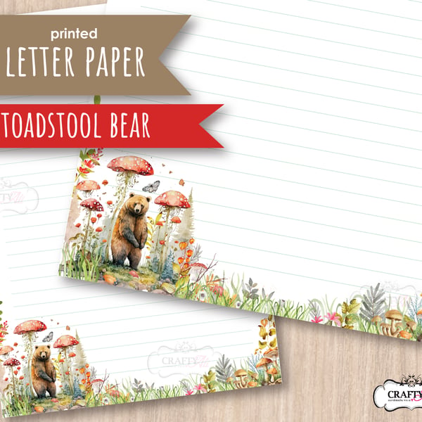 Letter Writing Paper Bear Amongst the Toadstools