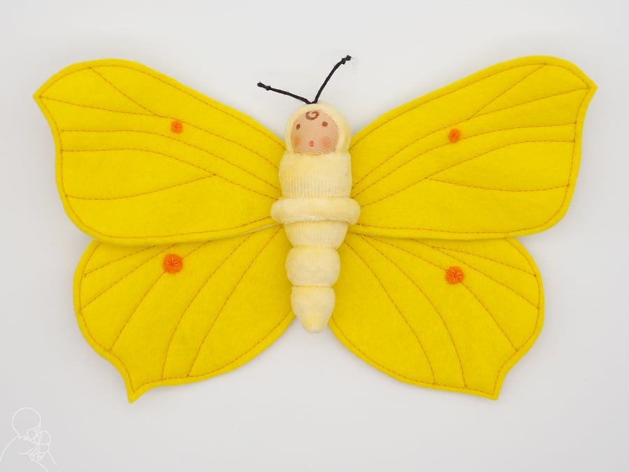 British butterfly - waldorf doll - brimstone
