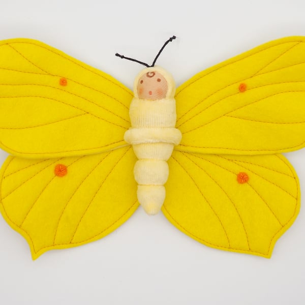 British butterfly - waldorf doll - brimstone