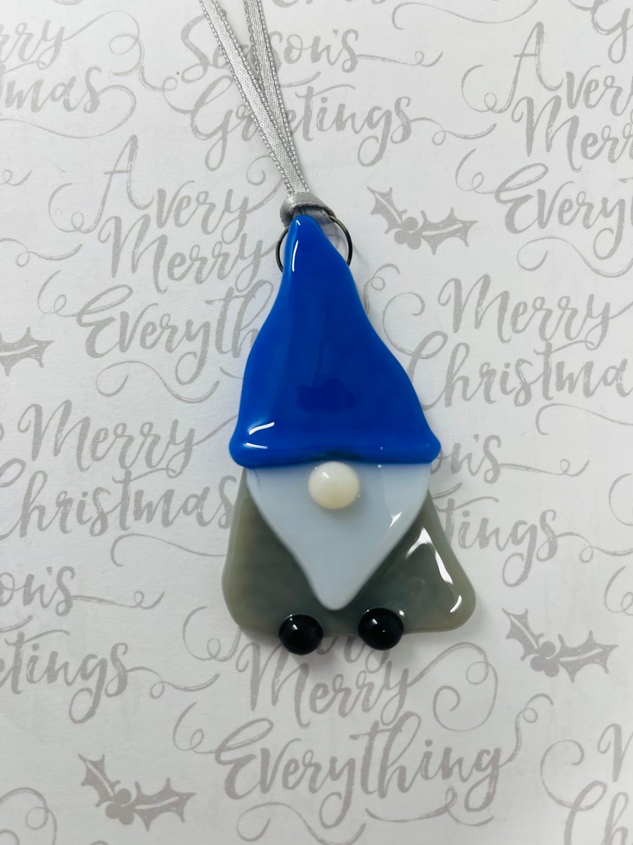 Handmade Fused Glass Gonk Hanging Christmas Decoration 
