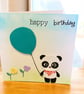 Handmade Panda Birthday Card – Cute Balloon Design with Floral Detai