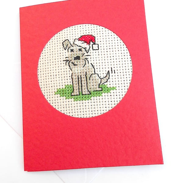 5 Mini Schnauzer.Jack Russell.Boarder. Fox Terriers Christmas Cross Stitch Cards