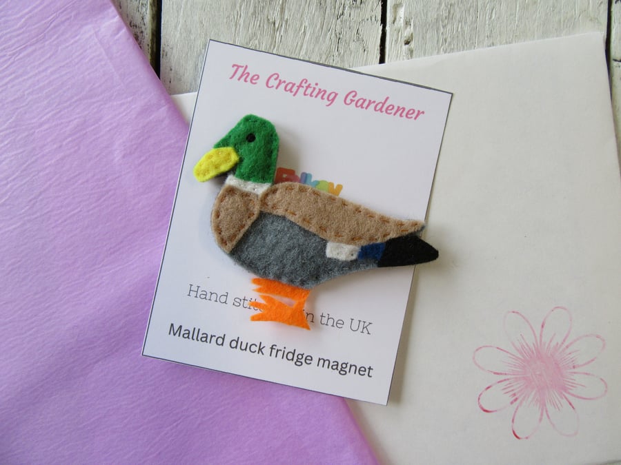 Duck fridge magnet, Mallard duck, bird fridge magnet, gift for him 