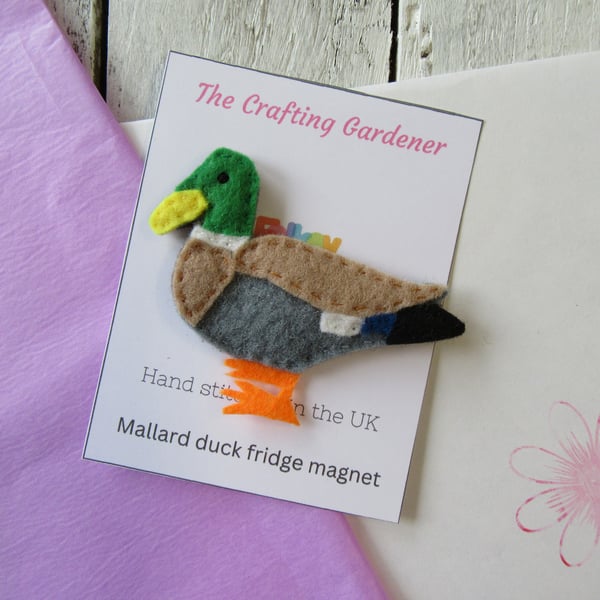 Duck fridge magnet, Mallard duck, bird fridge magnet, gift for him 