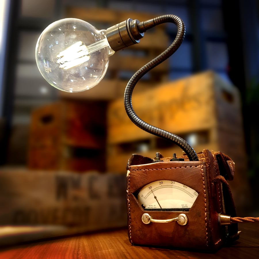 Upcycled Vintage Industrial 1940s GPO Multimeter Lamp