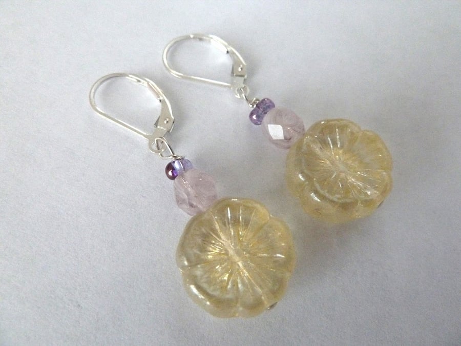 SALE lemon flower sterling silver earrings