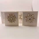 Handmade Snowflake Christmas Cards - Wooden & Pearl Boxed Set of 4