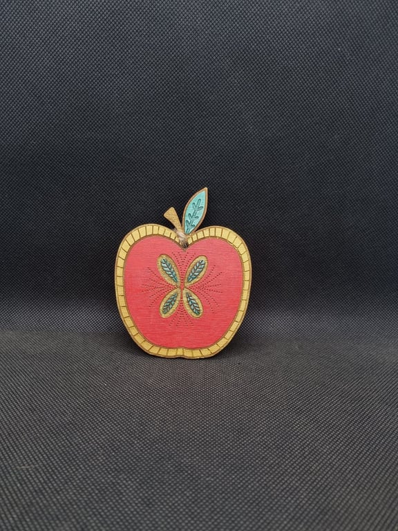 Apple decoration, hand made, laser cut, hand painted