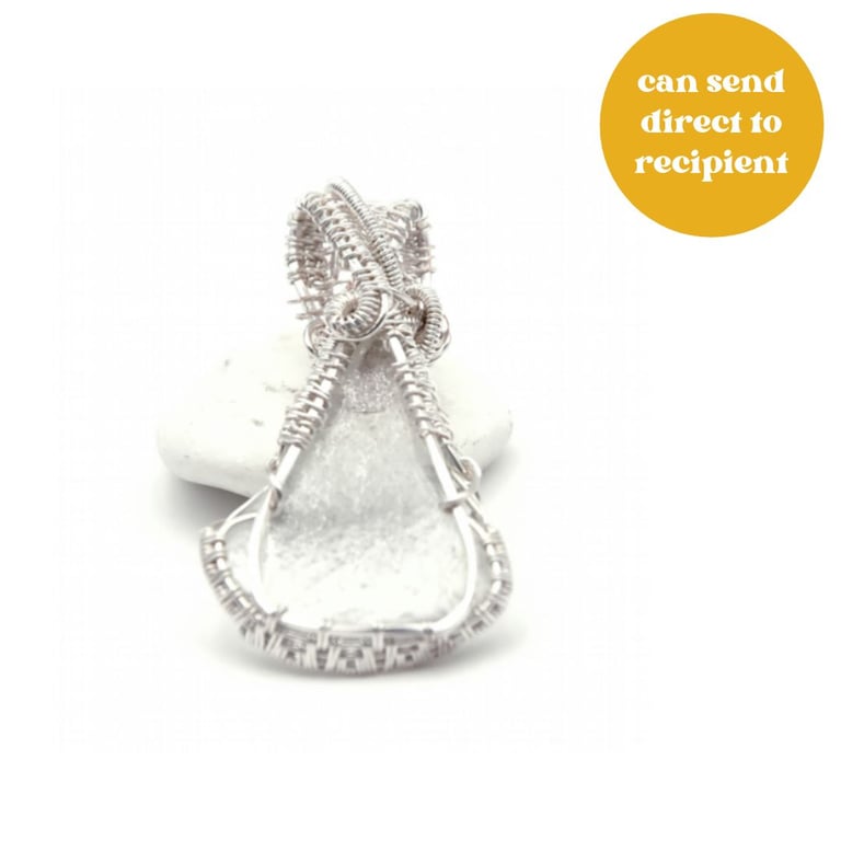 Pendant -seaglass wirewrapped pendant, gift for her