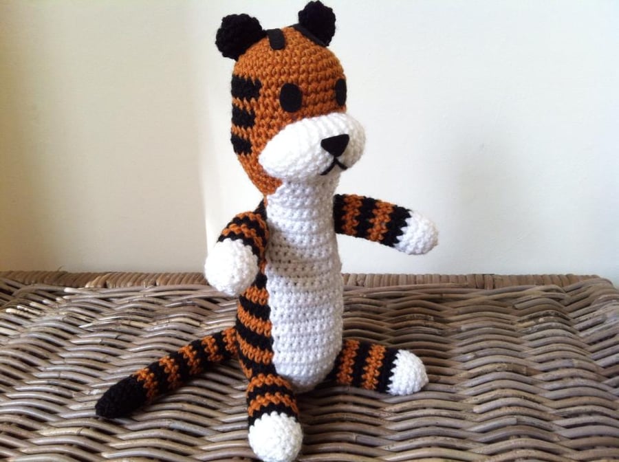 Large Harold the imaginary tiger friend, crochet plush stuffed toy Hobbes