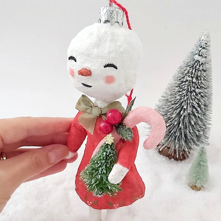 Spun Cotton Snow Lady Hanging Christmas Decoration
