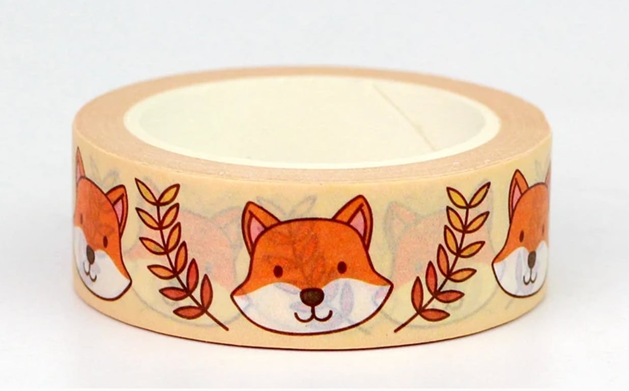 2 x Kawaii Fox pattern, Cute fox faces, Decorative Washi Tape,10m